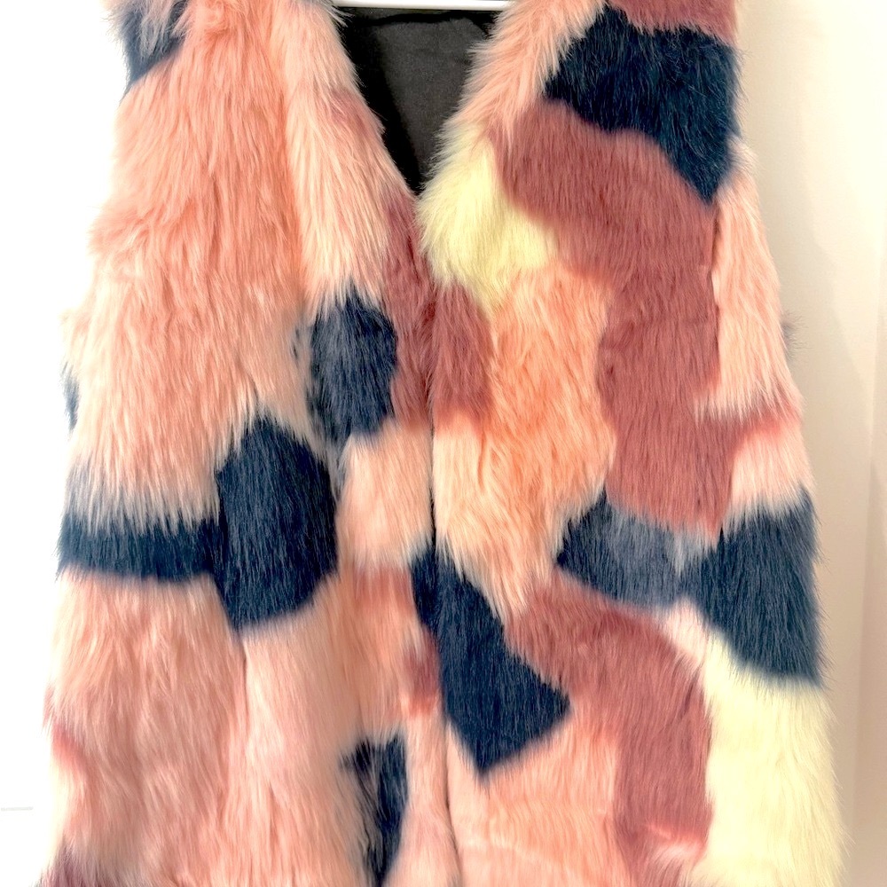 Cozy Fur Vest - Pink, White and Black